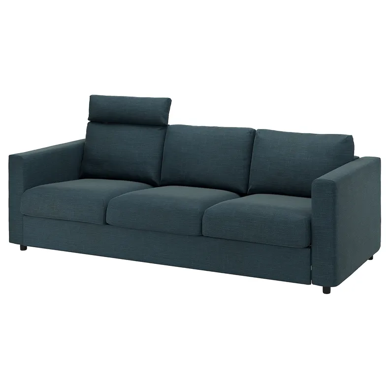 IKEA VIMLE ВИМЛЕ, 3-местный диван, с подголовником/напоминает темно-синий 094.411.60 фото №1
