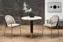 Обеденный стол HALMAR MORATA 79x79 см, белый мрамор / черный / золотой фото thumb №2
