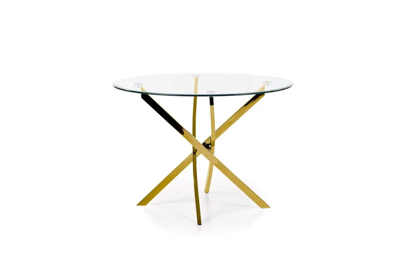 Кухонний стіл HALMAR RAYMOND, 100x100 см стільниця - прозора, ніжки - золото фото №11