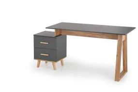 Письмовий стіл HALMAR SERGIO xl 134-210x60 см антрацит/дуб вотан фото