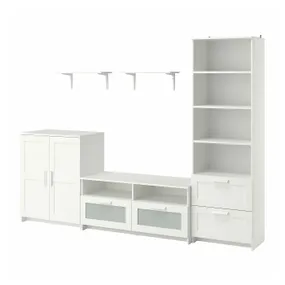 IKEA BRIMNES БРИМНЭС / BURHULT БУРГУЛЬТ, шкаф для ТВ, комбинация, белый, 258x41x190 см 793.986.72 фото