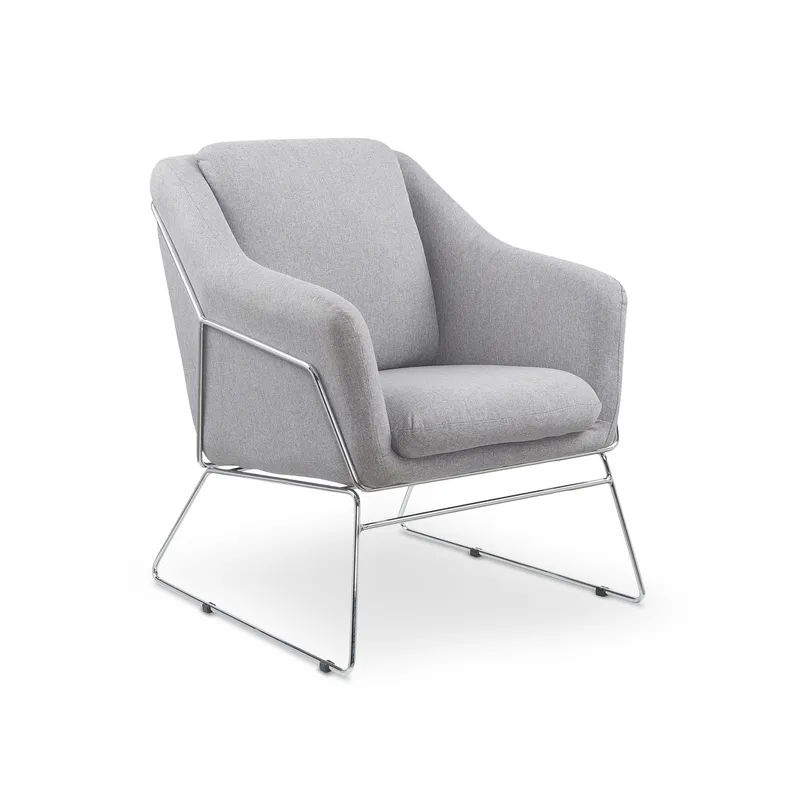 Крісло м'яке HALMAR SOFT з хромованим каркасом, світлий сірий фото №1