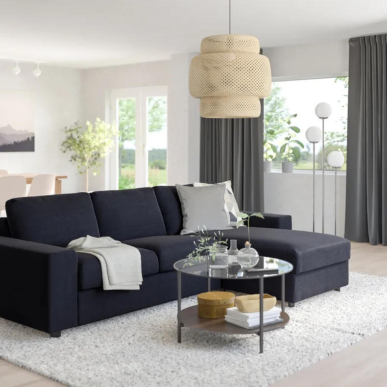 IKEA VIMLE ВІМЛЕ, 3-місний диван із кушеткою, з широкими підлокітниками САКСЕМАРА / чорно-синій 694.014.58 фото №3