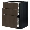 IKEA METOD МЕТОД / MAXIMERA МАКСИМЕРА, напольный шкаф с выдвиж панелью / 3ящ, черный / синарп коричневый, 60x60 см 194.339.18 фото thumb №1