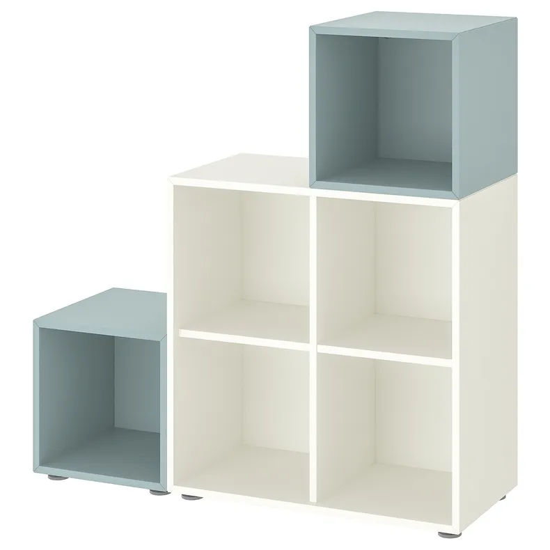 IKEA EKET ЭКЕТ, комбинация шкафов с ножками, белый / светло-серый-голубой, 105x35x107 см 995.217.46 фото №1