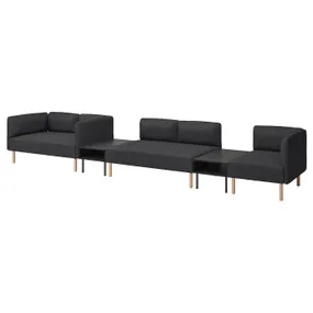 IKEA LILLEHEM ЛИЛЛЕХЕМ, 5-м модульный диван со столиком, Окрашенное дерево темно-серого цвета 195.697.42 фото