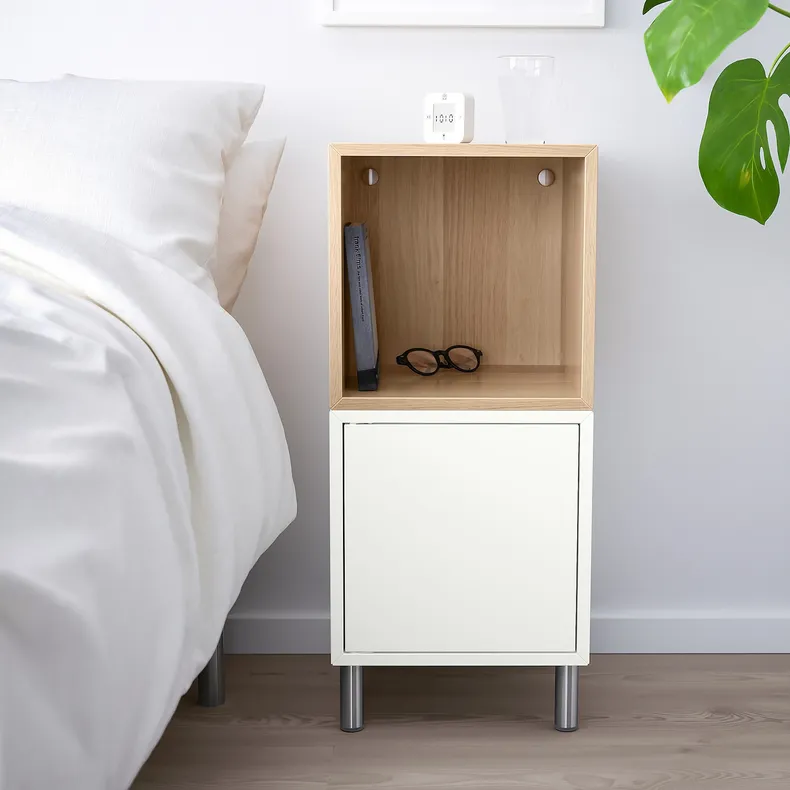 IKEA EKET ЭКЕТ, комбинация шкафов с ножками, белый / дуб, окрашенный в белый цвет, 35x35x80 см 192.864.13 фото №2