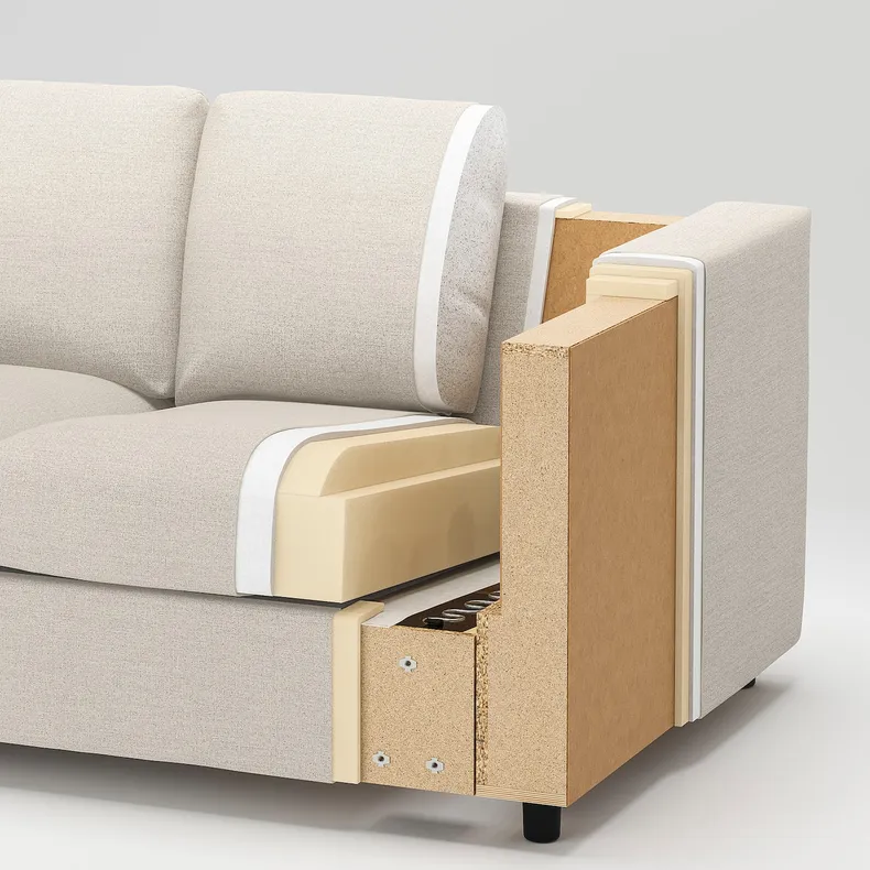 IKEA VIMLE ВІМЛЕ, 3-місний диван із кушеткою, з узголів'ям / ХАЛЛАРП бежевий 493.991.21 фото №7