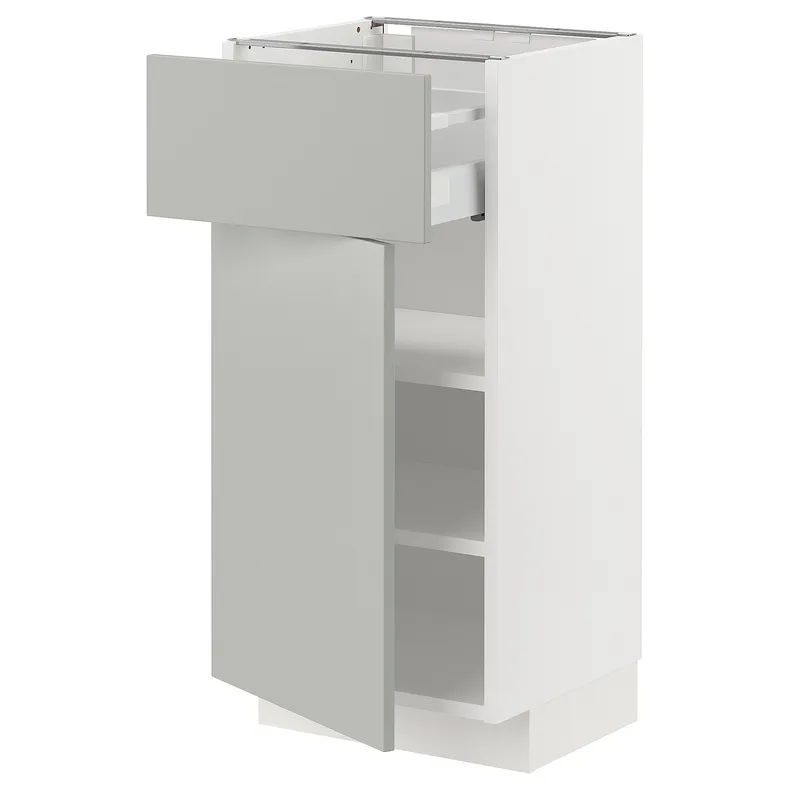 IKEA METOD МЕТОД / MAXIMERA МАКСИМЕРА, напольный шкаф с ящиком / дверцей, белый / светло-серый, 40x37 см 295.390.28 фото №1