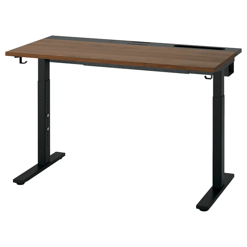 IKEA MITTZON МІТТЗОН, письмовий стіл, горіховий / чорний, 120x60 см 995.260.13 фото №1