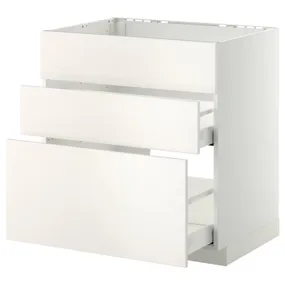 IKEA METOD МЕТОД / MAXIMERA МАКСІМЕРА, підлог шафа д / мийки+3 фр пан / 2 шух, білий / ВЕДДІНГЕ білий, 80x60 см 890.280.53 фото