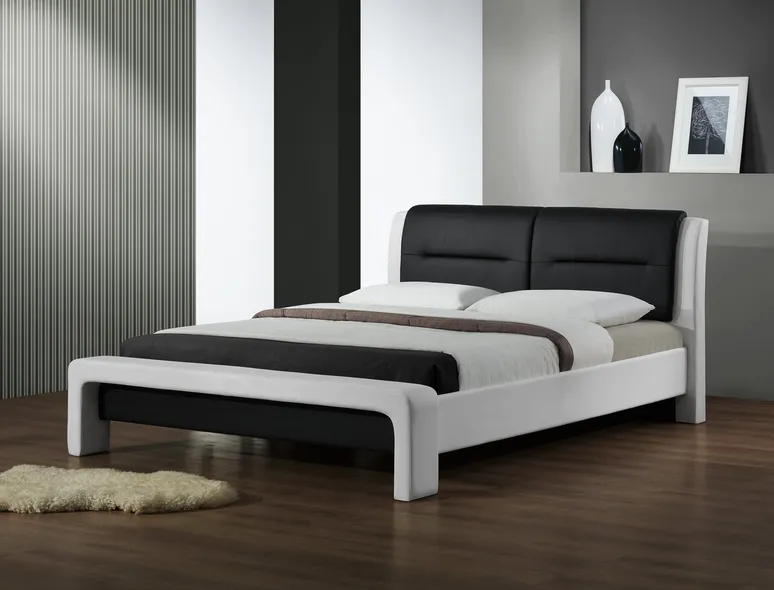 Кровать двуспальная HALMAR CASSANDRA 160x200 см бело-черная фото №2