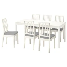 IKEA EKEDALEN ЕКЕДАЛЕН / EKEDALEN ЕКЕДАЛЕН, стіл+6 стільців, білий білий / ОРРСТА світло-сірий, 120 / 180 см 294.827.29 фото