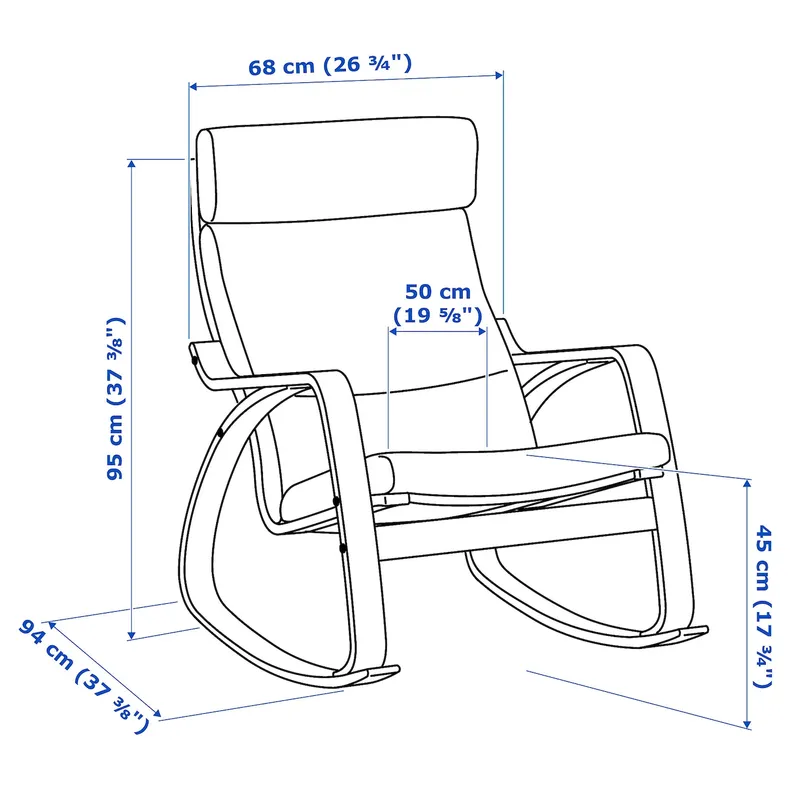 IKEA POÄNG ПОЭНГ, кресло-качалка, Коричневый / Глоссальный белый 494.292.98 фото №5