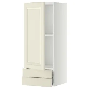 IKEA METOD МЕТОД / MAXIMERA МАКСІМЕРА, навісна шафа, дверцята / 2 шухляди, білий / БУДБІН кремово-білий, 40x100 см 694.607.30 фото