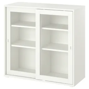 IKEA VIHALS ВИХАЛС, шкаф+раздвижные стеклянные дверцы, белый, 95x37x90 см 805.428.76 фото