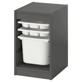 IKEA TROFAST, книжный шкаф с корзиной/лотком, Серый/белый, 34x44x56 см 195.733.10 фото