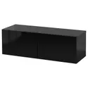 IKEA BESTÅ БЕСТО, настінна комбінація шаф, чорний / коричневий / Selsviken black, 120x42x38 см 594.398.62 фото thumb №1