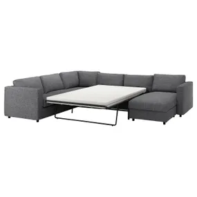 IKEA VIMLE ВИМЛЕ, угловой диван-кровать, 5-местный, с шезлонгом/Lejde серо-черный 995.372.81 фото
