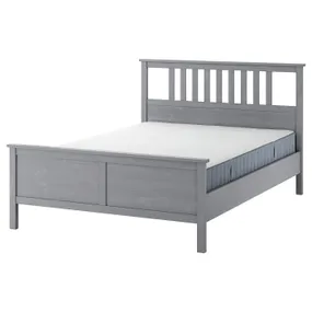 IKEA HEMNES ХЕМНЕС, каркас ліжка з матрацом, Сірий фарбований / Валевог середньої твердості, 140x200 см 095.433.33 фото