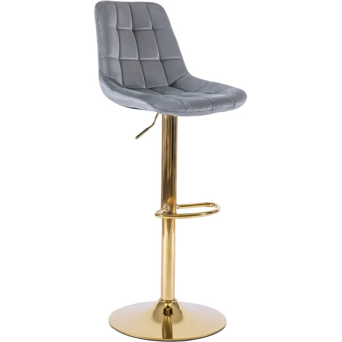 Барний стілець оксамитовий MEBEL ELITE ARCOS Velvet, сірий / золотий фото №12