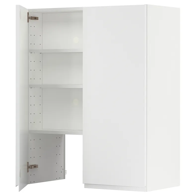 IKEA METOD МЕТОД, навесной шкаф д / вытяжки / полка / дверь, белый / Воксторп матовый белый, 80x100 см 095.043.03 фото №1