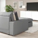 IKEA KIVIK КИВИК, 4-местный диван с козеткой, Тибблби бежевый / серый 994.405.85 фото thumb №4