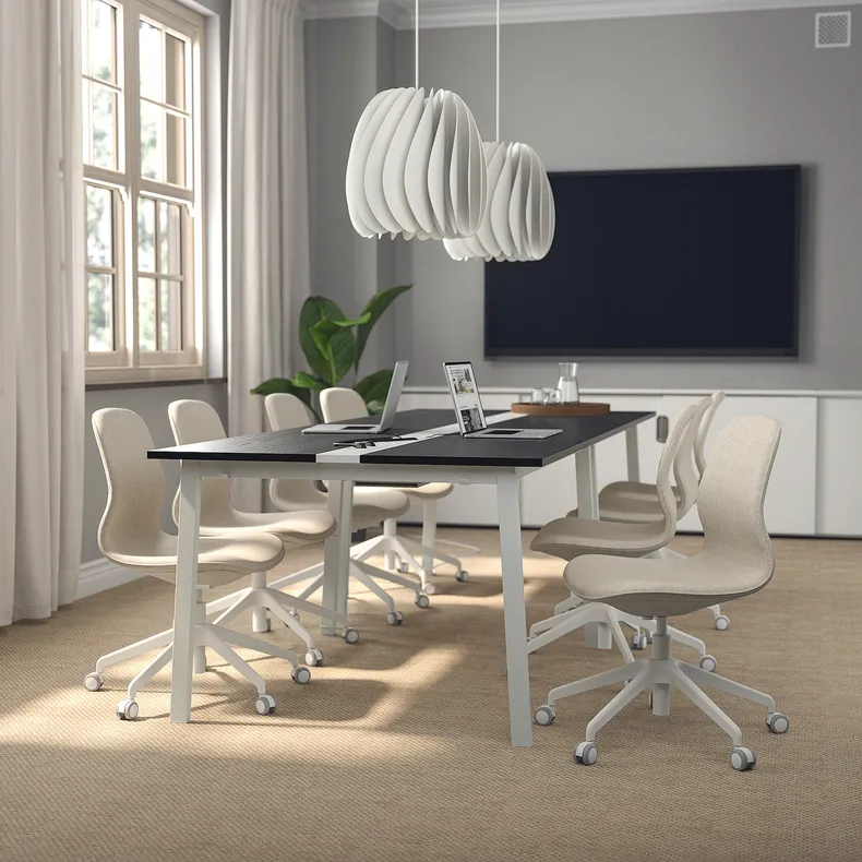 IKEA MITTZON МІТТЗОН, стіл для конференцій, окл попелястий фарбований чорний / білий, 140x108x75 см 595.333.98 фото №2