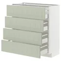 IKEA METOD МЕТОД / MAXIMERA МАКСИМЕРА, напольный шкаф 4 фасада / 4 ящика, белый / светло-зеленый, 80x37 см 194.876.14 фото thumb №1