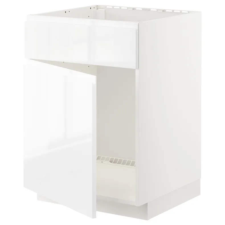 IKEA METOD МЕТОД, шкаф под мойку / дверь / фасад, белый / Воксторп глянцевый / белый, 60x60 см 494.666.86 фото №1