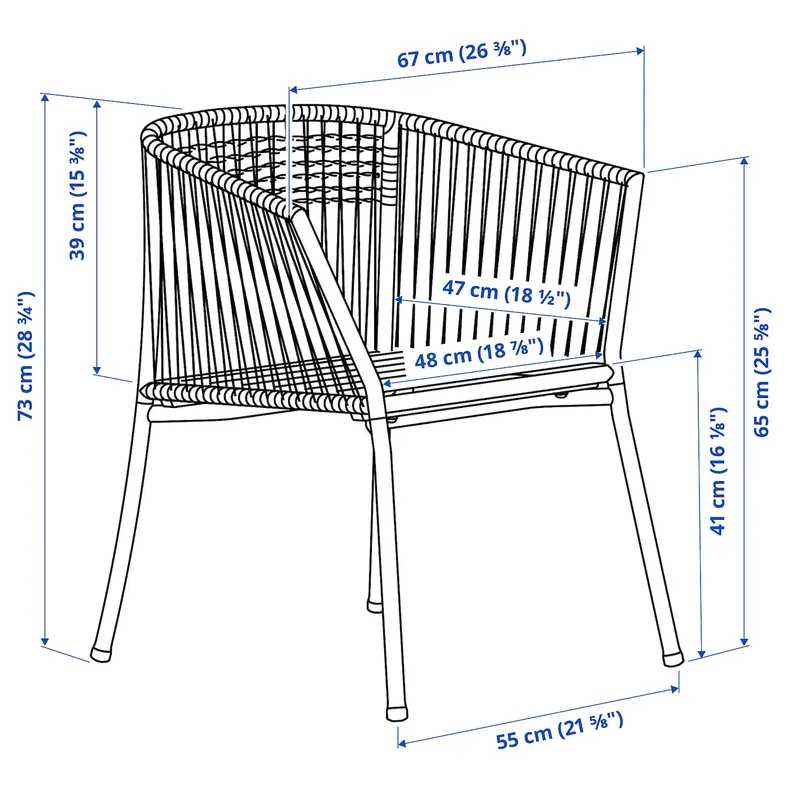 IKEA SEGERÖN СЕГЕРЕН, крісло з підлокітниками, вуличне, білий/бежевий 505.108.10 фото №6