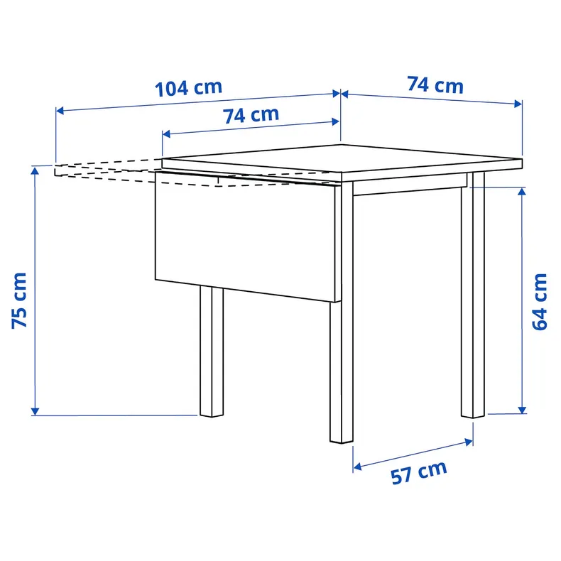 IKEA NORDVIKEN НОРДВІКЕН / SKOGSTA СКОГСТА, стіл+2 стільці, білий / дія, 74 / 104 см 995.714.87 фото №5