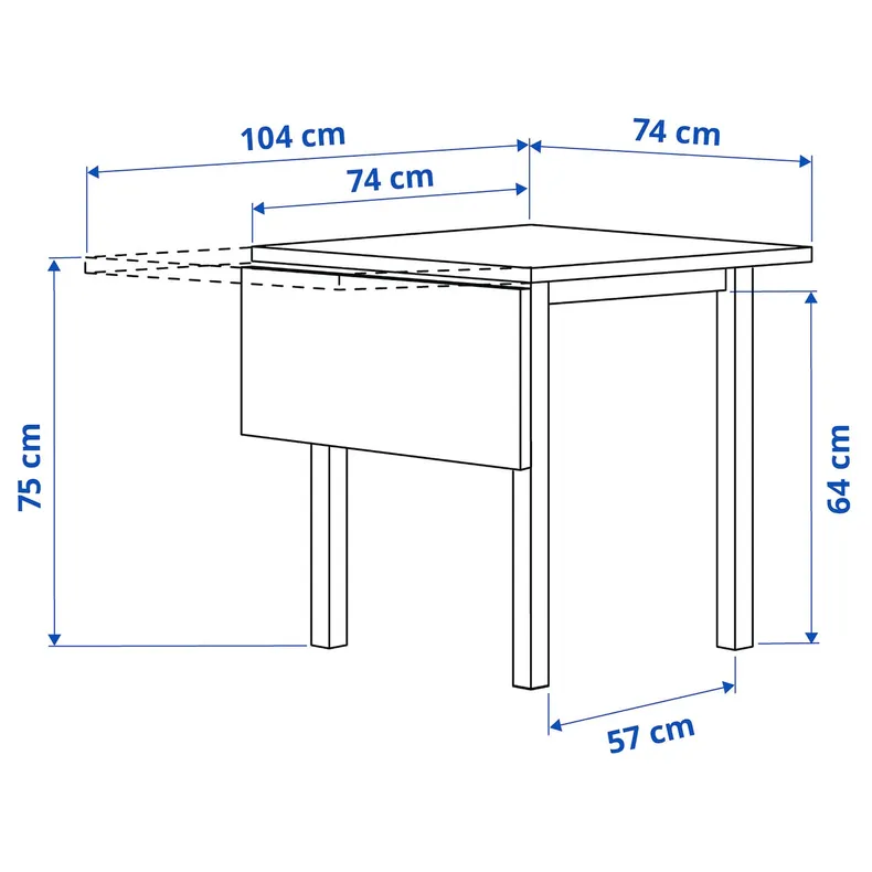 IKEA NORDVIKEN НОРДВИКЕН / SKOGSTA СКОГСТА, стол и 2 стула, белый / действие, 74 / 104 см 995.714.87 фото №5