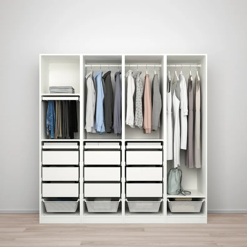 IKEA PAX ПАКС / REINSVOLL РЕИНСВОЛЛ, гардероб, комбинация, белый / серый-бежевый, 200x60x201 см 594.375.23 фото №2