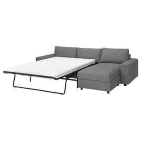 IKEA VIMLE ВИМЛЕ, 3-местный диван-кровать с козеткой, с широкими подлокотниками/Lejde серо-черный 895.372.91 фото