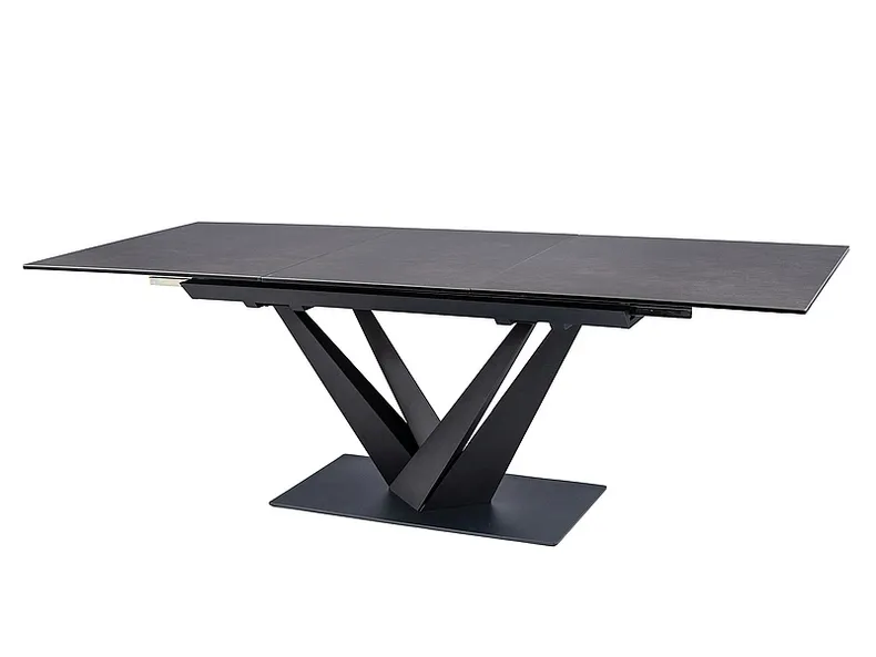 Стол обеденный раскладной SIGNAL SORENTO CERAMIC, серый мрамор / черный матовый, 90x160 фото №5