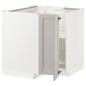 IKEA METOD МЕТОД, угловой напольн шкаф с вращающ секц, белый / светло-серый, 88x88 см 893.866.78 фото