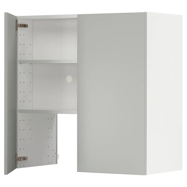 IKEA METOD МЕТОД, настінн шаф д / витяжки з полиц / дверц, білий / Хавсторп світло-сірий, 80x80 см 595.391.40 фото №1
