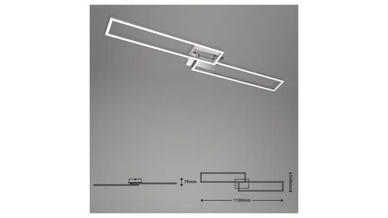 BRW Рамковий світлодіодний стельовий світильник на 2 точки з диммером сріблястого кольору 085521 фото №7