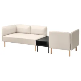 IKEA LILLEHEM ЛИЛЛЕХЕМ, 3-м модульный диван со столиком, Виссл бежевый/дерево 295.697.51 фото