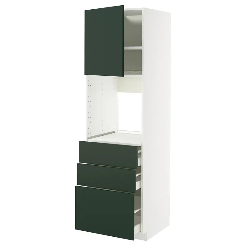 IKEA METOD МЕТОД / MAXIMERA МАКСИМЕРА, высокий шкаф д/духовки/дверь/3ящика, белый/Гавсторп темно-зеленый, 60x60x200 см 995.568.92 фото №1