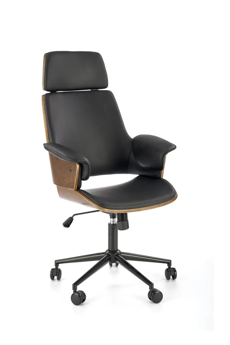 Крісло комп'ютерне офісне обертове HALMAR WEBER горіх / чорний, екошкіра фото №4