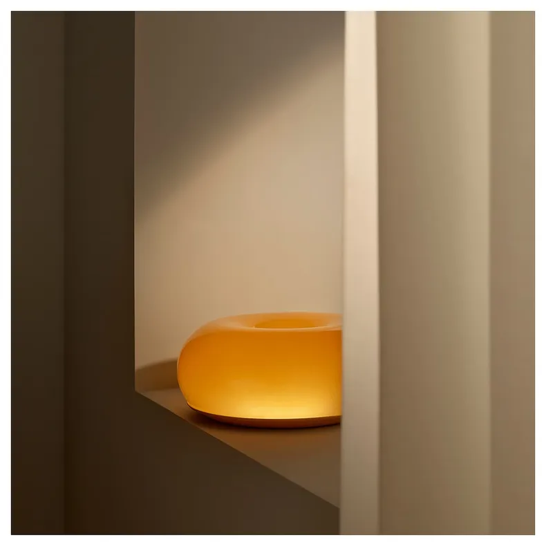 IKEA VARMBLIXT ВАРМБЛІКСТ, світлодіодна лампа настільн/настін, оранжеве скло/кругле, 30 см 804.991.99 фото №2