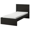 IKEA MALM МАЛЬМ, каркас ліжка з матрацом, чорний / коричневий / бигдаль середньої твердості, 90x200 см 795.443.67 фото thumb №1