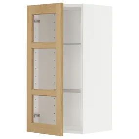 IKEA METOD МЕТОД, навісна шафа,полиці / скляні дверцята, білий / ФОРСБАККА дуб, 40x80 см 495.093.51 фото
