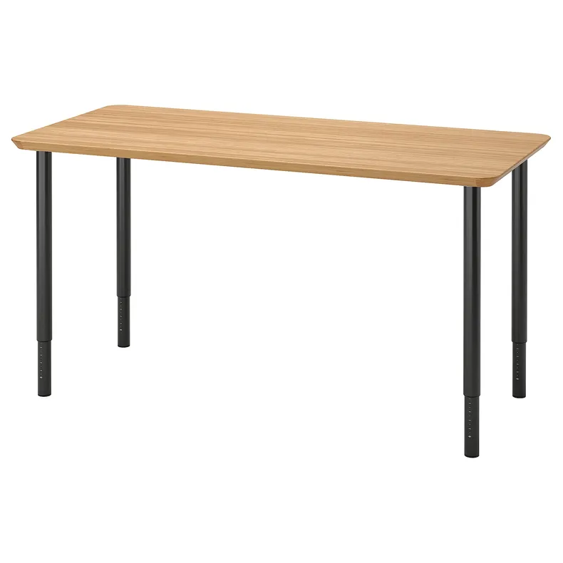 IKEA ANFALLARE АНФАЛЛАРЕ / OLOV ОЛОВ, письмовий стіл, бамбук / чорний, 140x65 см 594.177.04 фото №1