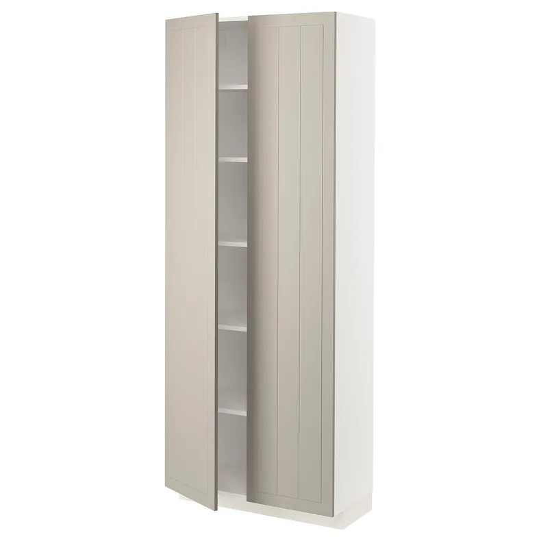 IKEA METOD МЕТОД, высокий шкаф с полками, белый / Стенсунд бежевый, 80x37x200 см 194.563.06 фото №1