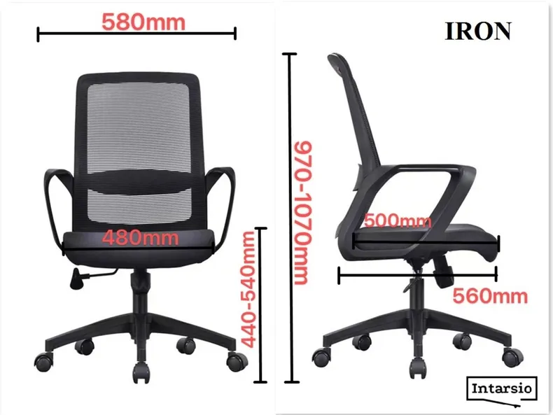 INTARSIO Кресло поворотное IRON черное/синее/черный каркас фото №2