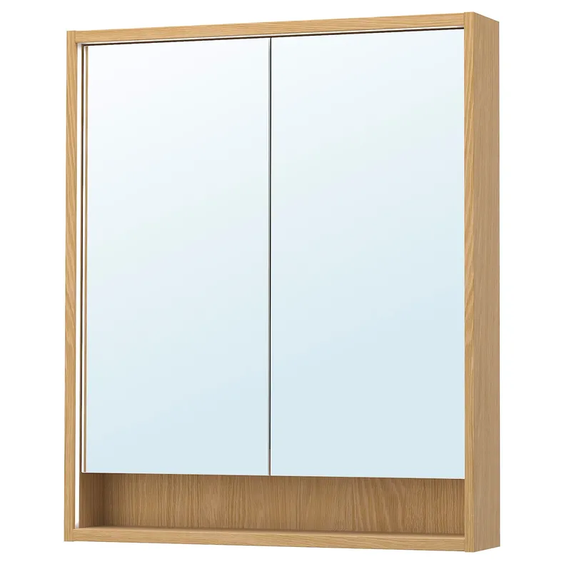 IKEA FAXÄLVEN ФАКСЭЛВЕН, зеркальный шкаф с подсветкой, имит. дуб, 80x15x95 см 895.167.12 фото №1