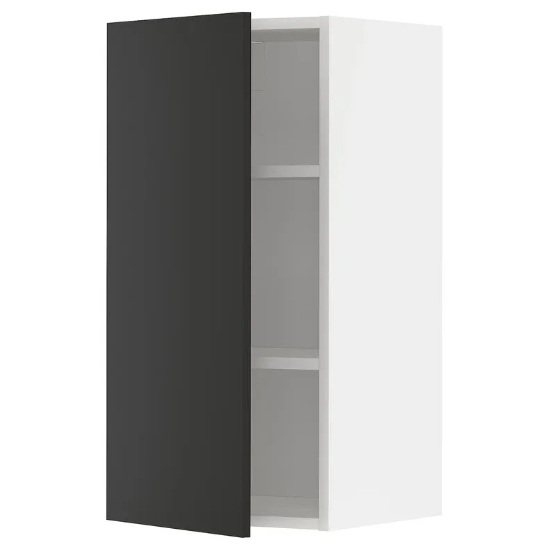 IKEA METOD МЕТОД, навесной шкаф с полками, белый / Никебо матовый антрацит, 40x80 см 894.982.18 фото №1